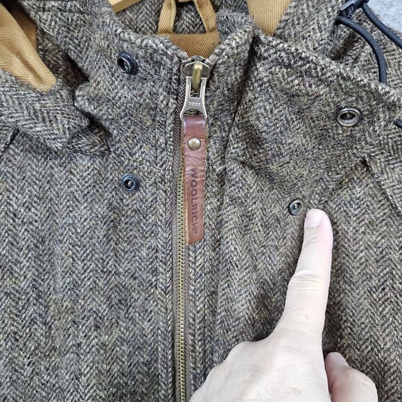 John Rich Bros Woolrich Men's Heavy Coat Brown Size XL 85% Wool Lined Hooded - Picture 8 of 16